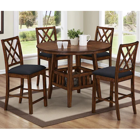 5 Piece Round Pub Table and Stool Set